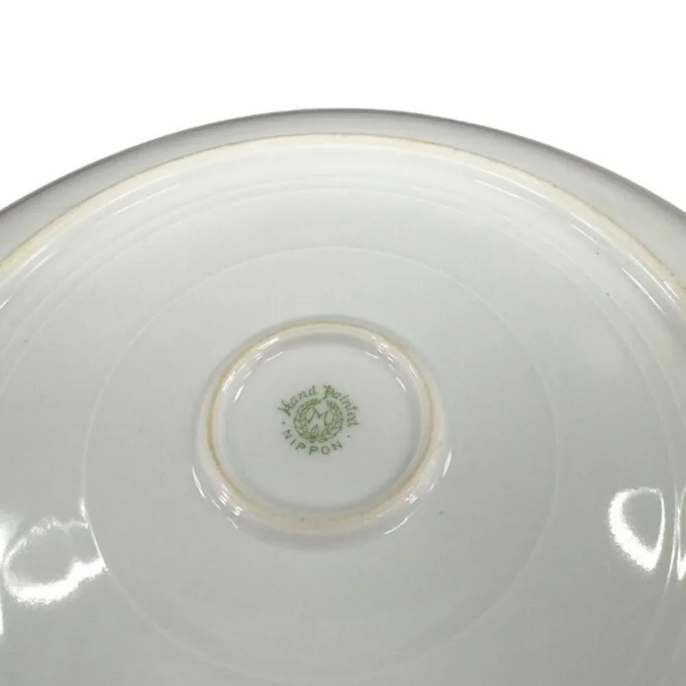 Antique Nippon HandPainted Large Platter Dish Plate W Handles Textured Porcelain